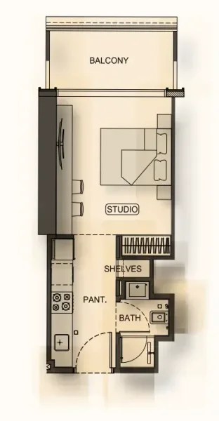 0.0 bedroom apartments - Binghatti Hillside