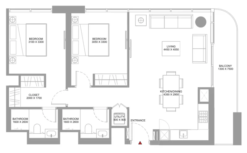 2.0 bedrooms apartments - Coastline Beach Residences