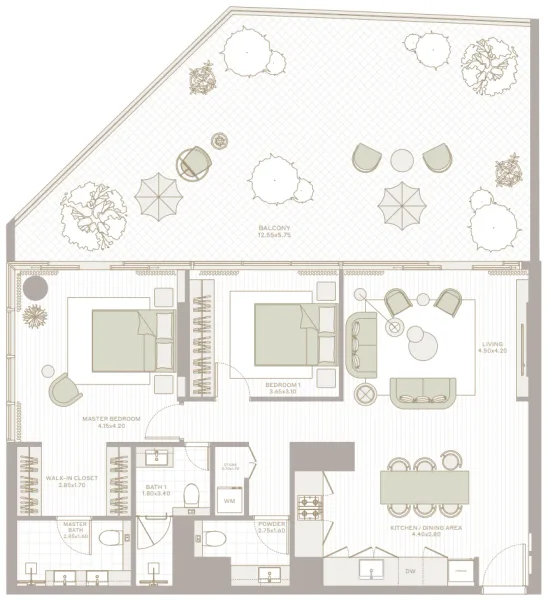 2.0 bedrooms apartments - Park Five