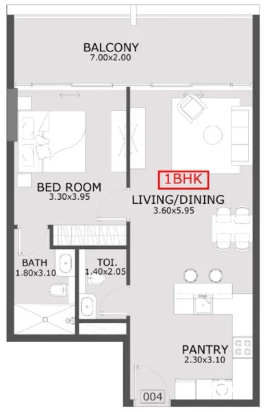 1.0 bedroom apartments - Azra Residence