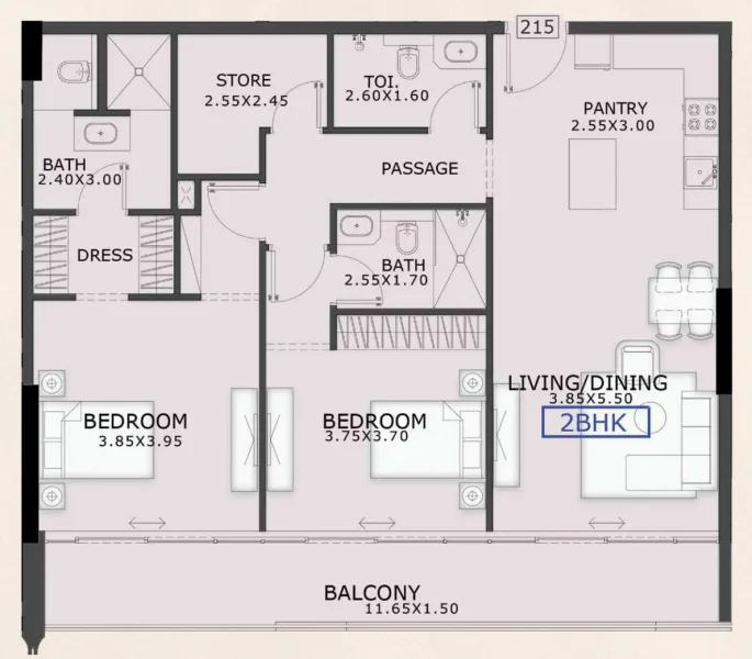 2.0 bedrooms apartments - 99 Parkplace