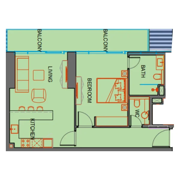 1.0 bedroom apartments - SkyGate Tower