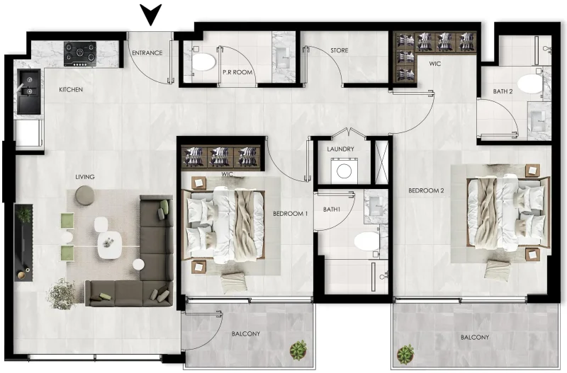 2.0 bedrooms apartments - The Willows Residences