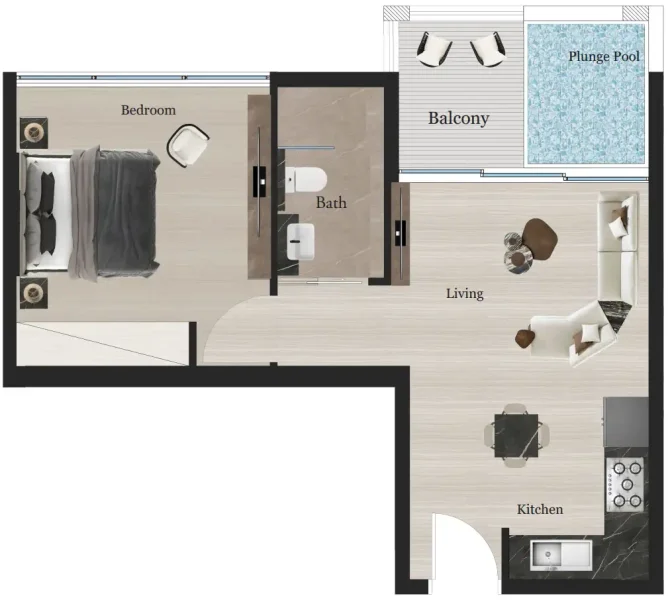 1.0 bedroom apartments - Rijas Majan