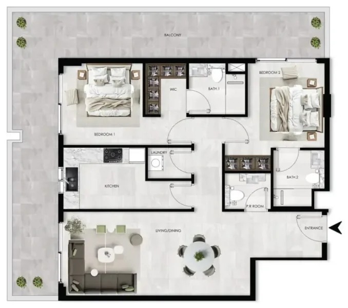 2.0 bedrooms apartments - The Willows Residences