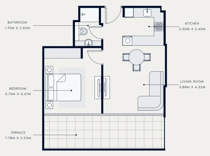 1.0 bedroom apartments - Riviera Azure