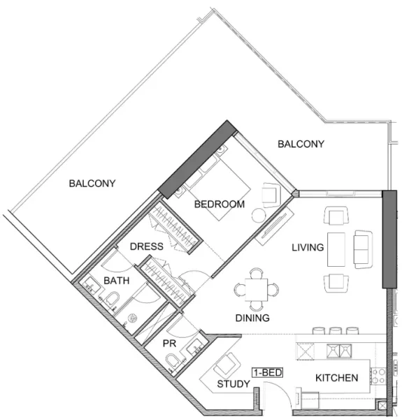 1.0 bedroom apartments - Golf Greens