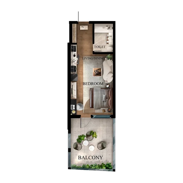 Studio Apartments -  Radiant Garden Towers