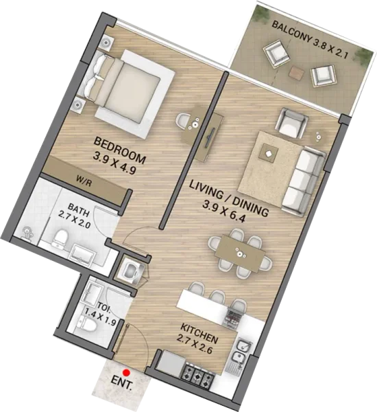 1.0 bedroom apartments - Ocean Tower