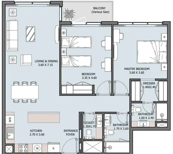 2.0 bedrooms apartments - Verdana IV