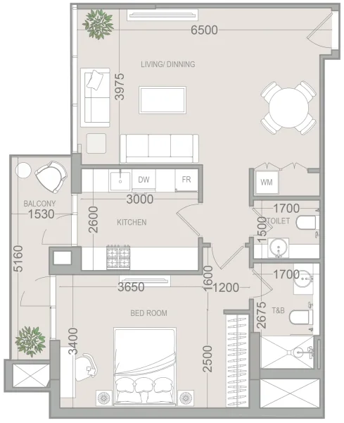 1.0 bedroom apartments - EVERGR1N House 4