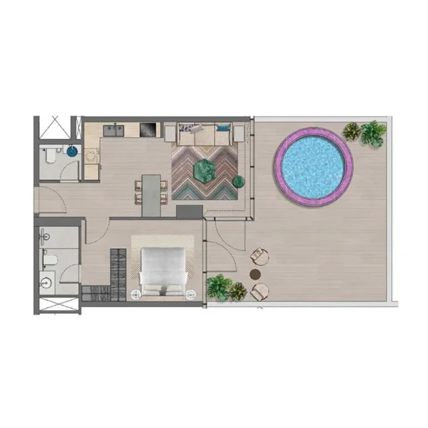 1.0 bedroom apartments - Trio Isle