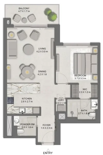 1.0 bedroom apartments - Ghaf Woods Distrikt