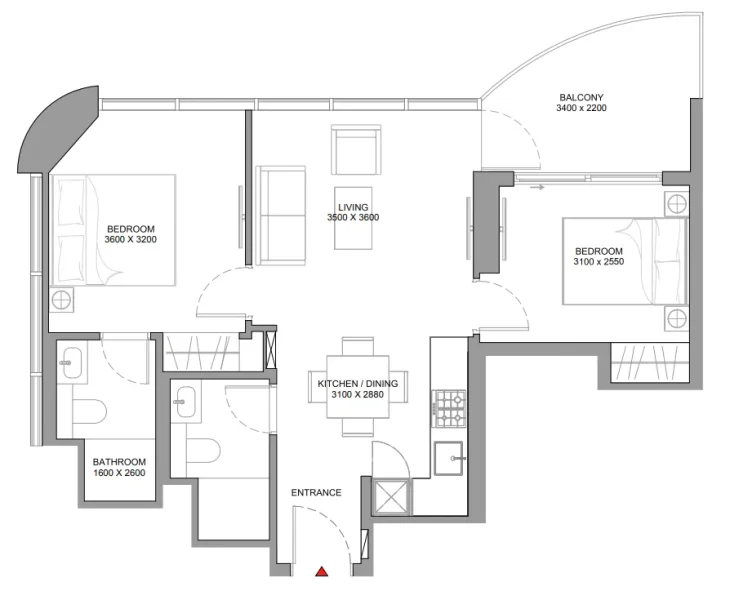 2.0 bedrooms apartments - Sobha Aquamont