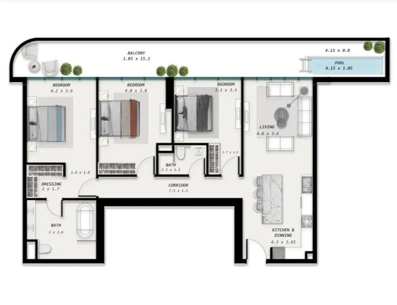 3.0 bedrooms apartments - Ocean Pearl 1 and 2