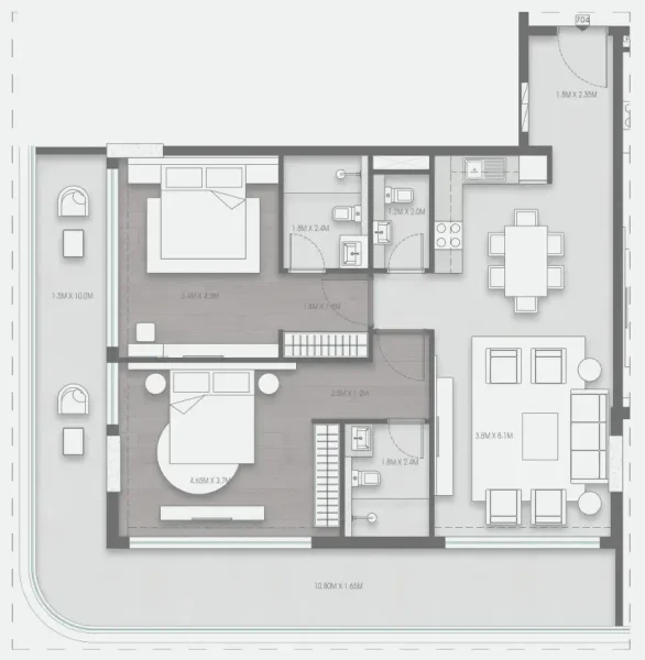 2.0 bedrooms apartments - Valores Residences