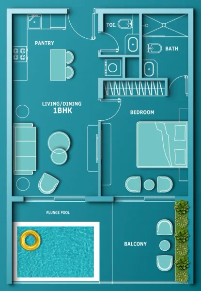 1.0 bedroom apartments - Aqua Dimore