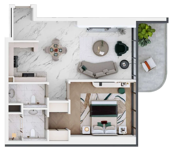 1.0 bedroom apartments - Vega