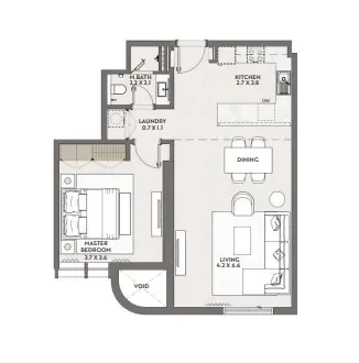 1.0 bedroom apartments - Cello by Taraf