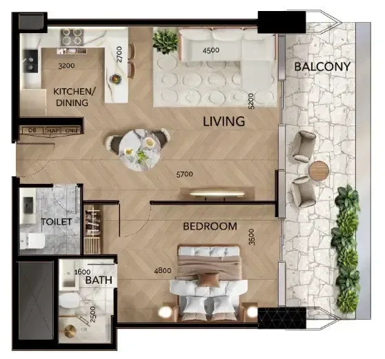 1.0 bedroom apartments - Radiant Bridges