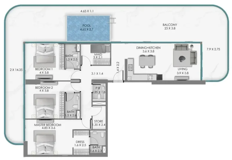 3.0 bedrooms apartments - Samana Ocean Bay