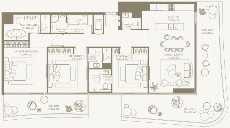 3.0 bedrooms apartments - AYA Beachfront Residences