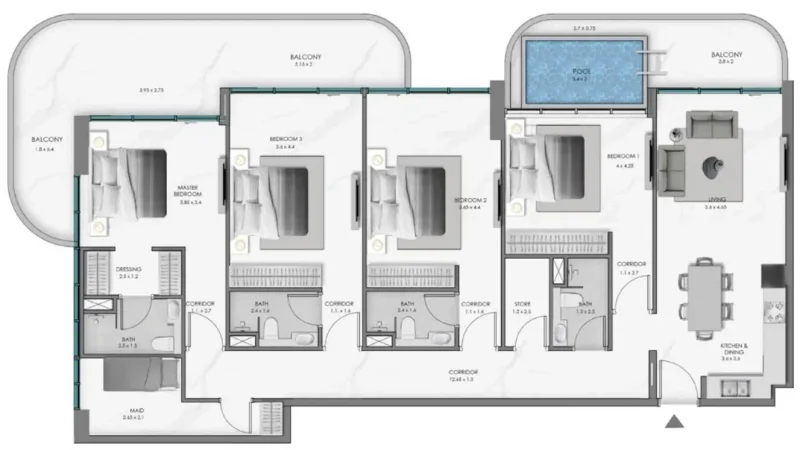4.0 bedrooms apartments - Samana Ocean Bay