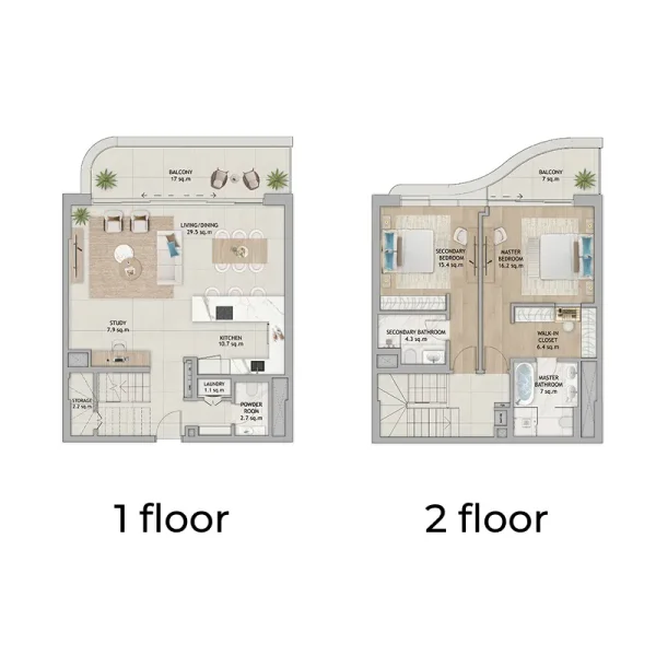 2.0 bedrooms duplex - Fahid Beach Terraces