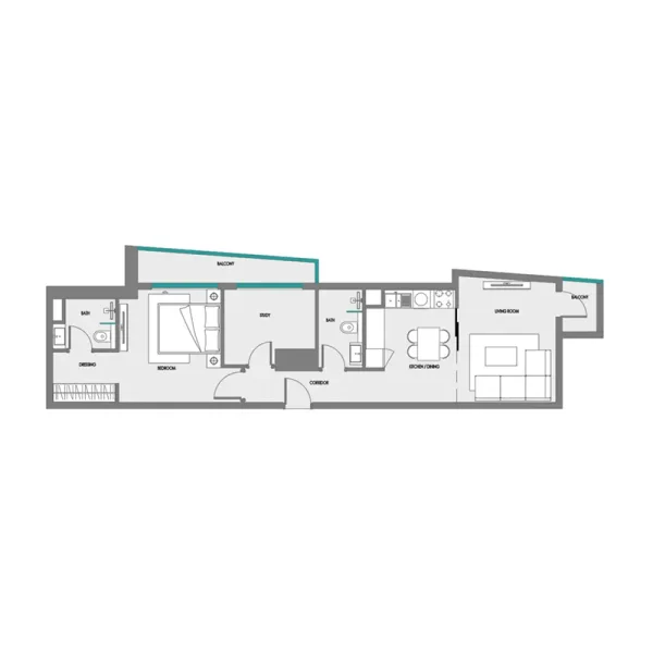 1.5 bedrooms apartments - Green Field