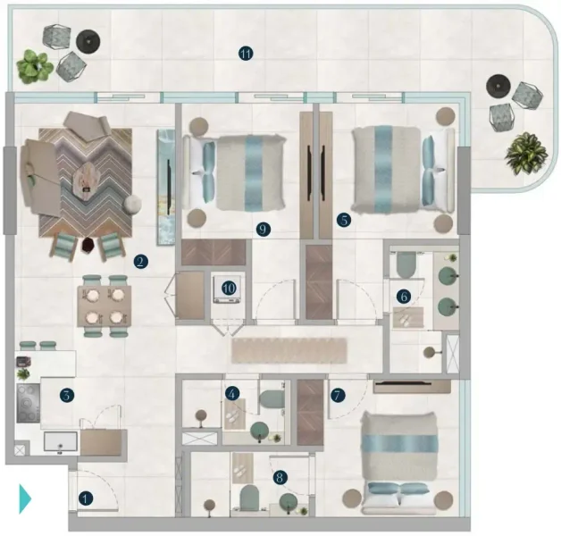 3.0 bedrooms apartments - Octa Isle Interiors by Missoni