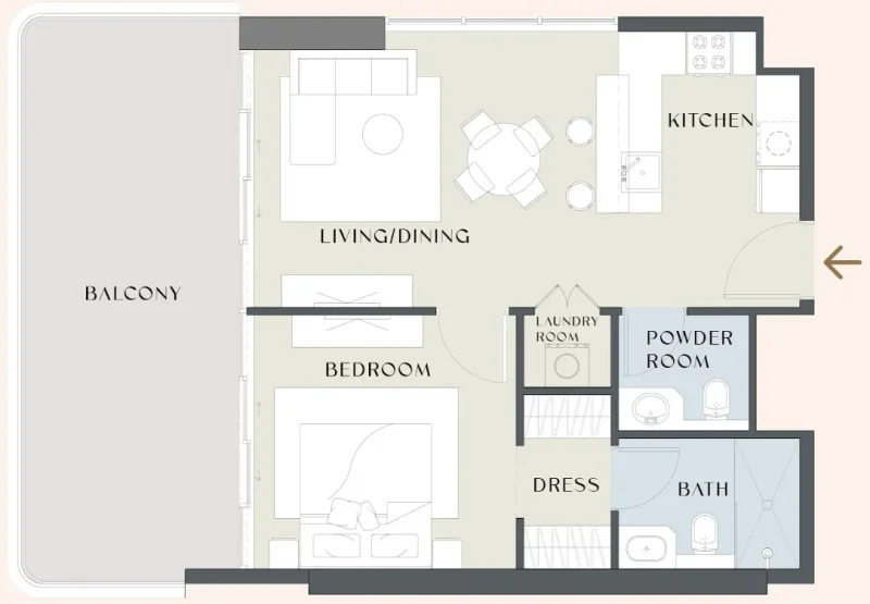 1.0 bedroom apartments - Chelsea Gardens
