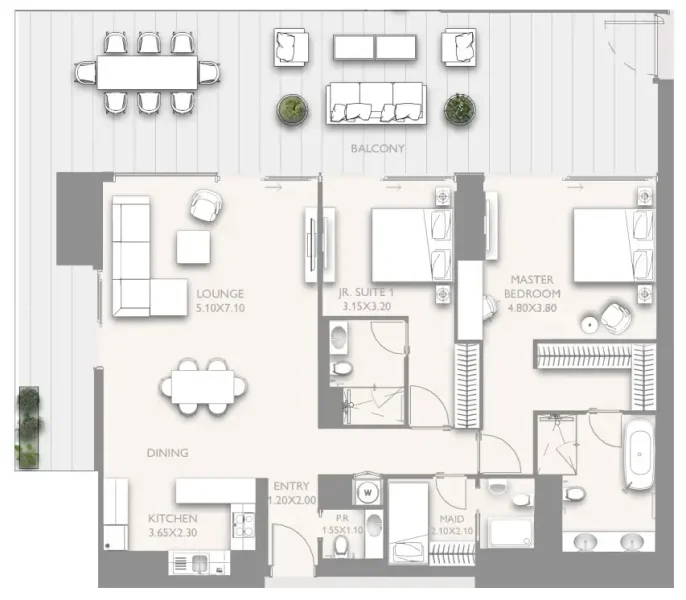 4.5 bedrooms apartments - Fairmont Residences Solara Tower