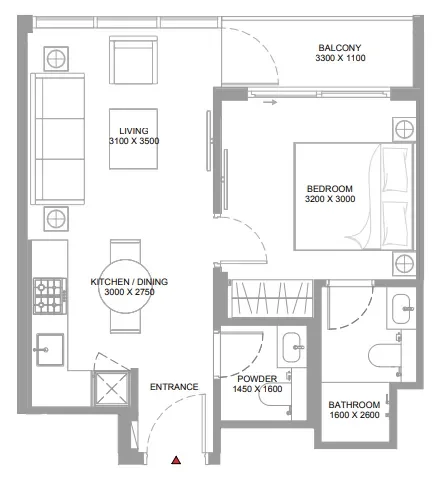 1.0 bedroom apartments - Canalside Marina Residences