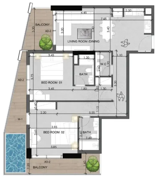 2.0 bedrooms apartments - Saray Prime Residence
