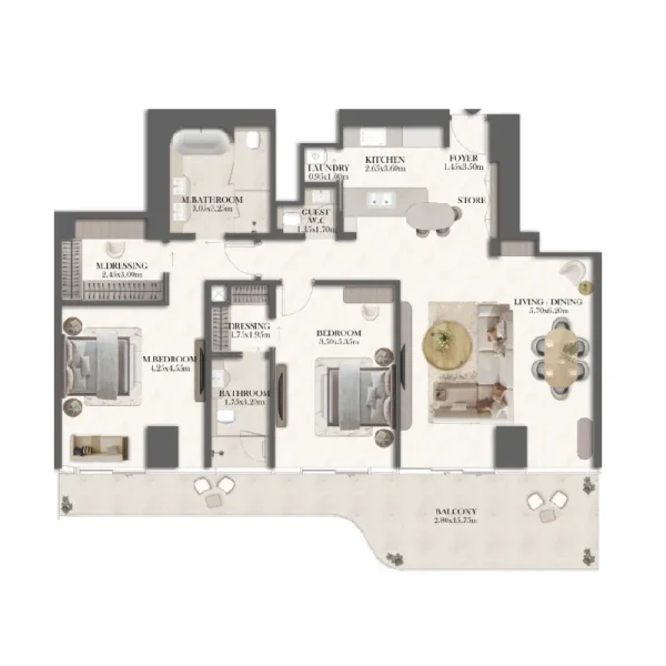 2.0 bedrooms apartments - Jumeirah Residences at Al Maryah Island