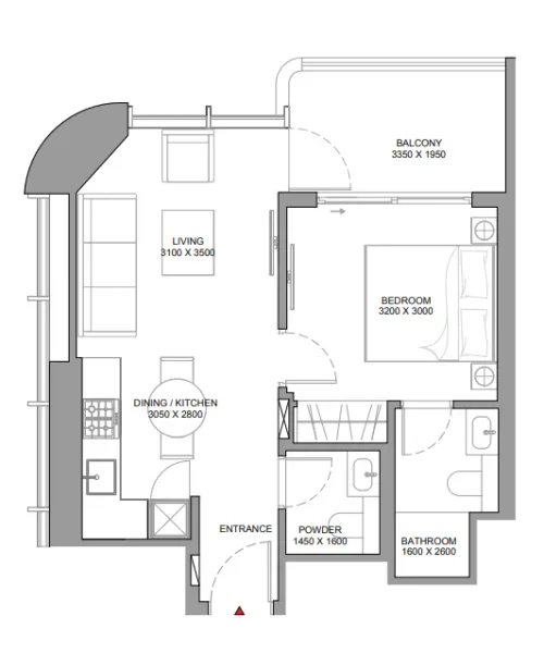1.0 bedroom apartments - Sobha Aquamont