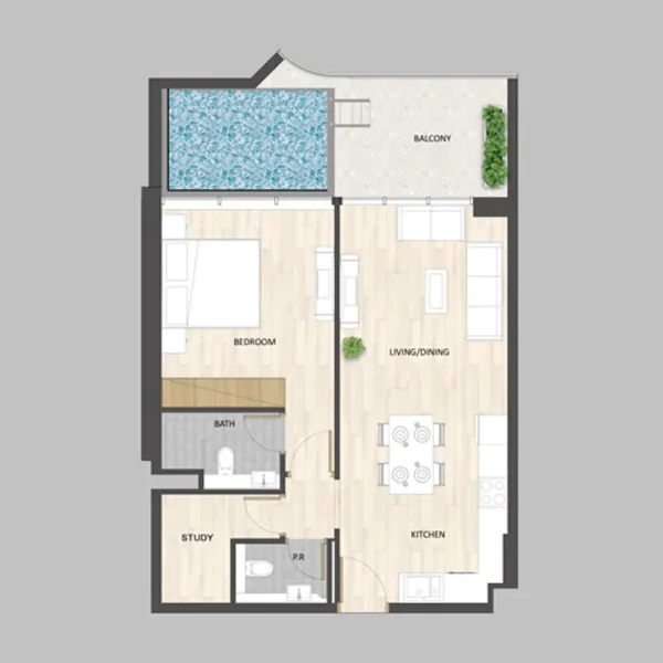 1.0 bedroom apartments - Barari Palace