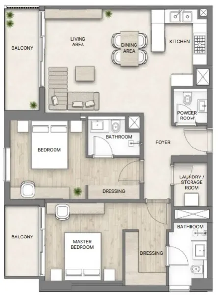 2.0 bedrooms apartments - Al Hamra Greens