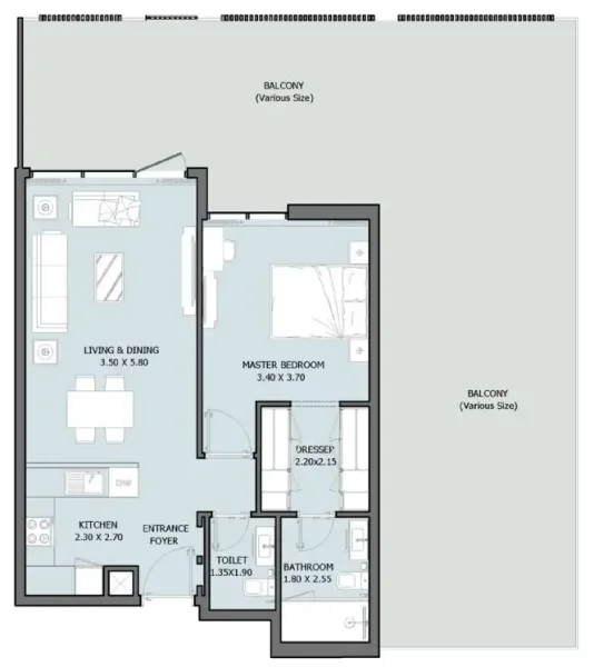 1.0 bedroom apartments - Verdana VIII