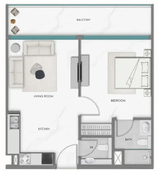1.0 bedroom apartments - Samana Hills South