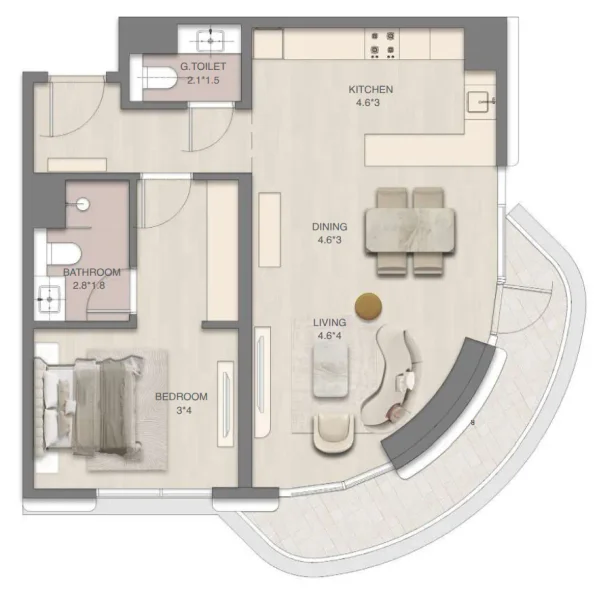 1.0 bedroom apartments - Mirasol Mina