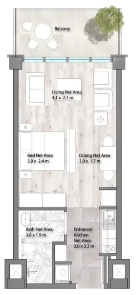 0.0 bedroom apartments - Yas Beach Residence