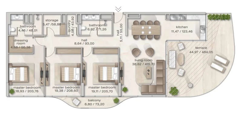 3.0 bedrooms apartments - Zephyra Residences