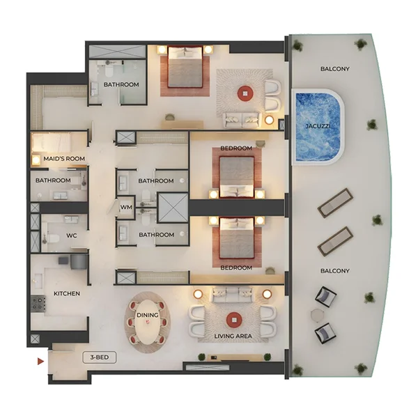 3 bedroom Apartments - Binghatti Skyblade