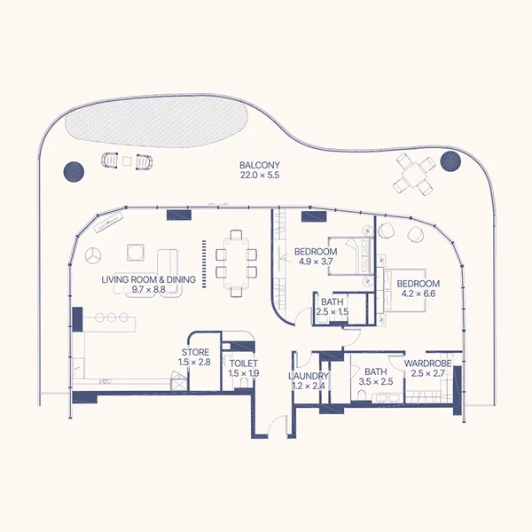 2 bedroom + pool Apartments -  Gianfranco Ferre Residences