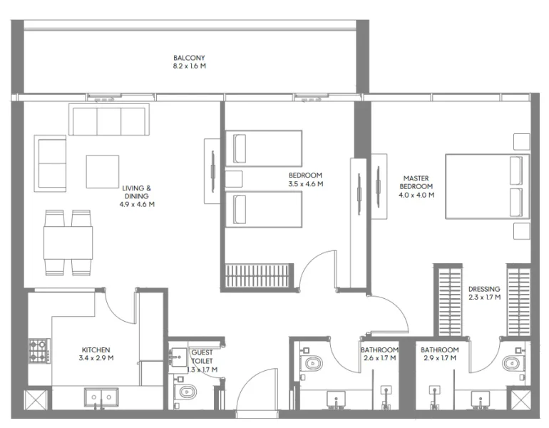 2.0 bedrooms apartments - The Gate 3 and 4