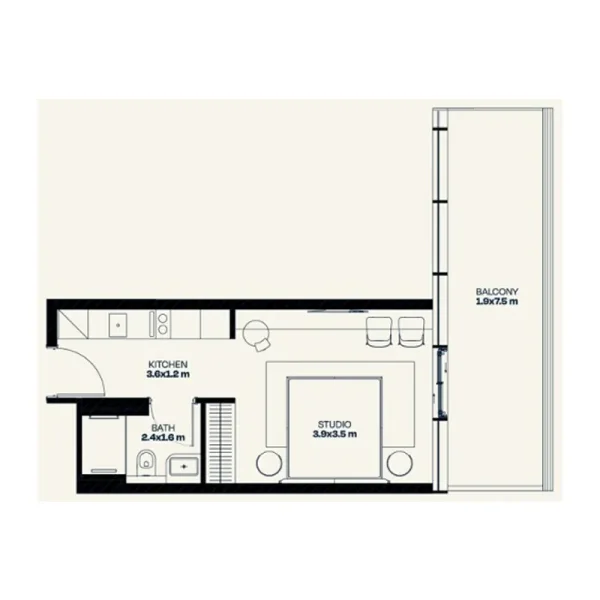 0.0 bedroom apartments - Trussardi Residences Phase Two