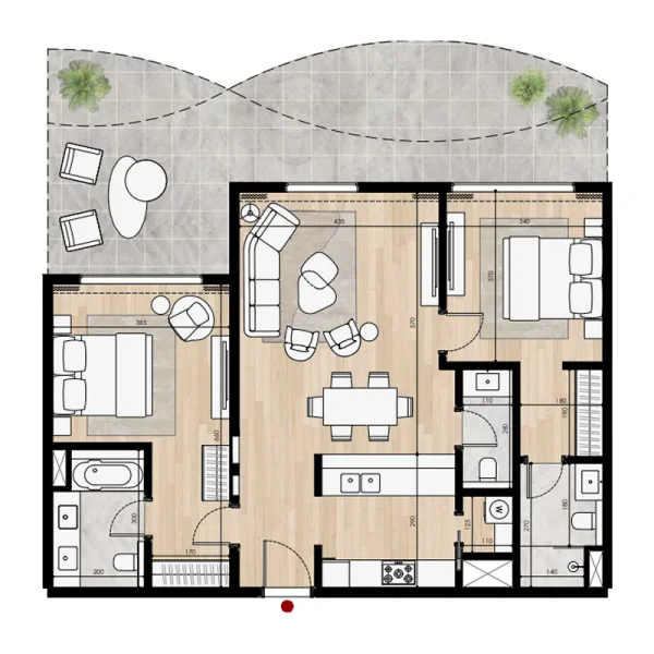 2.0 bedrooms apartments - Miraggio Phases 1 and 2