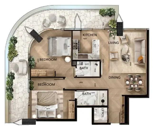 2.0 bedrooms apartments - Radiant Bridges