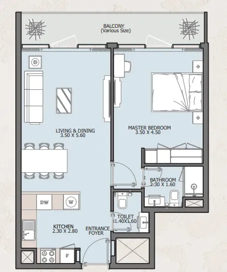 1.0 bedroom apartments - Verdana III